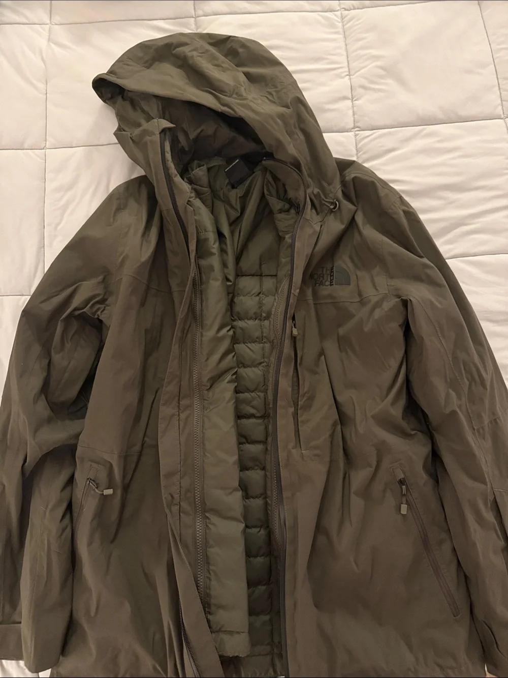 The North Face Men’s 2-in-1 Olive Green Hooded Jacket